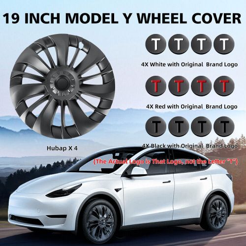 For model y 2020-2023 4pcs 19&#039;&#039; inch matte black hubcaps full rims wheel cover