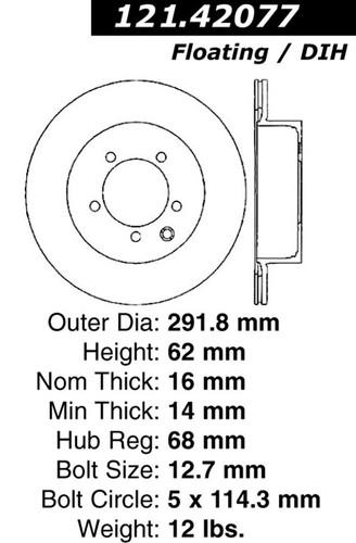 Centric 121.42077 rear brake rotor/disc-c-tek standard rotor