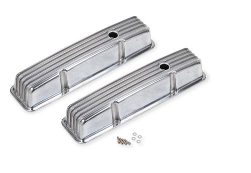 Engine valve cover set - mr. gasket cast aluminum finned valve covers - polished