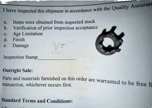 Ms14144l6  new surplus, castellated nut, c of c &amp; 307 inspection tag