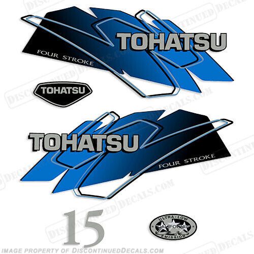 Fits tohatsu 15hp outboard motor engine decal kit - blue