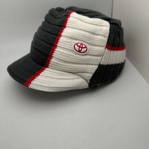 Toyota beanie brim hat cap gray and white with re logo gr64