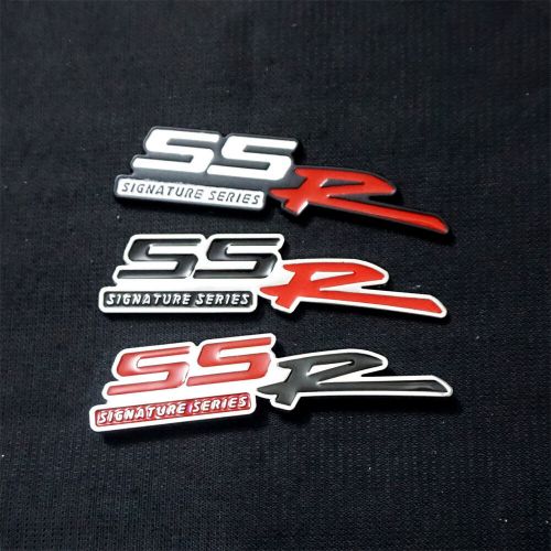 Matte ssr signature series white metal grille emblem + badge decal sticker coupe