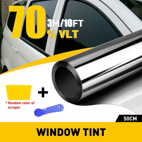 2x10ft uncut roll window mirror silver chrome tint film car office home 70% 2set