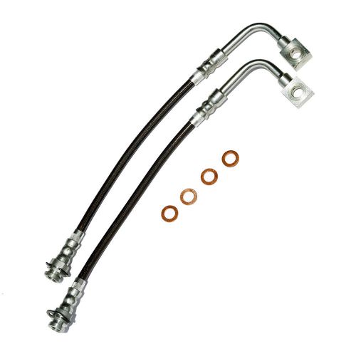 1998-2002 camaro / firebird f-body front stainless steel brake hose kit - bla...