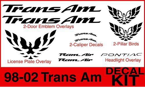 Pontiac 93-02 trans am/firebird decal kit gloss black