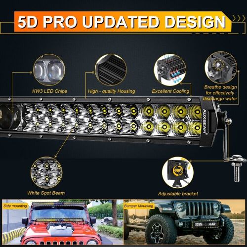 Auxbeam 42&#034; inch 5d pro lens led light bar off road lamp for can-am maverick x3