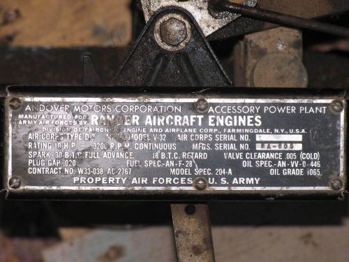 Ranger aircraft engine model v32 motor apu for b-29 superfortress