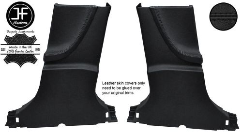 Black stitch 2x lower b pillar pad leather covers fits tesla model s 12-16