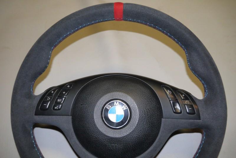 Oem bmw e38 e39 e46 e53 thick sports steering wheel new alcantara tricolor m5 m3