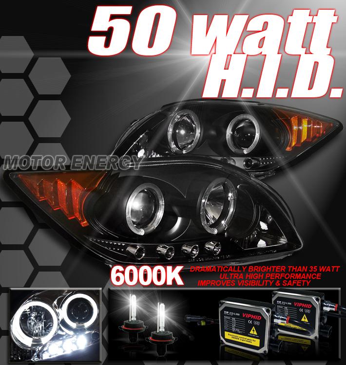 2005-2007 scion tc dual halo led projector headlights +hid 6000k jdm black 2006