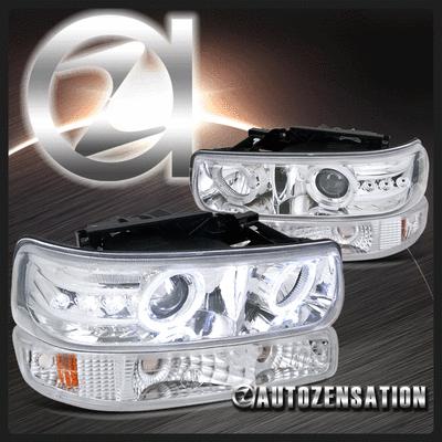 99-02 silverado/ 00-06 tahoe suburban chrome projector headlights+bumper lights