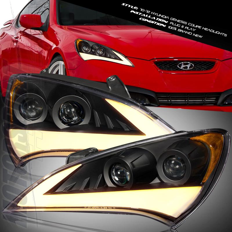 Fit 10-20 hyundai genesis coupe dual projector streak led signal headlights new