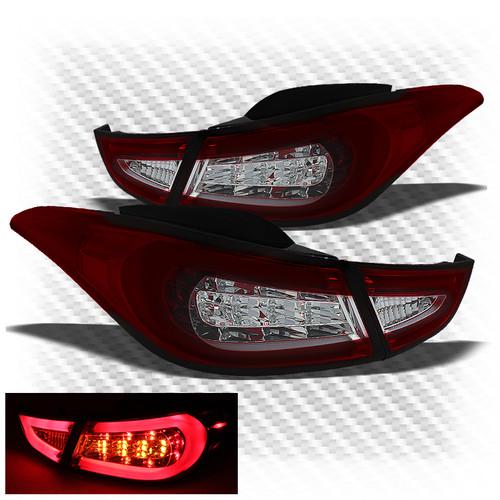 Fit 11-13 elantra red clear philips-led perform tail lights w/red light tube