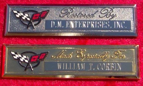 Corvette c5 - custom engraved dash plaque