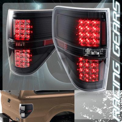 2009-2011 ford f-150 black housing clear lens led brake rear tail light lamps