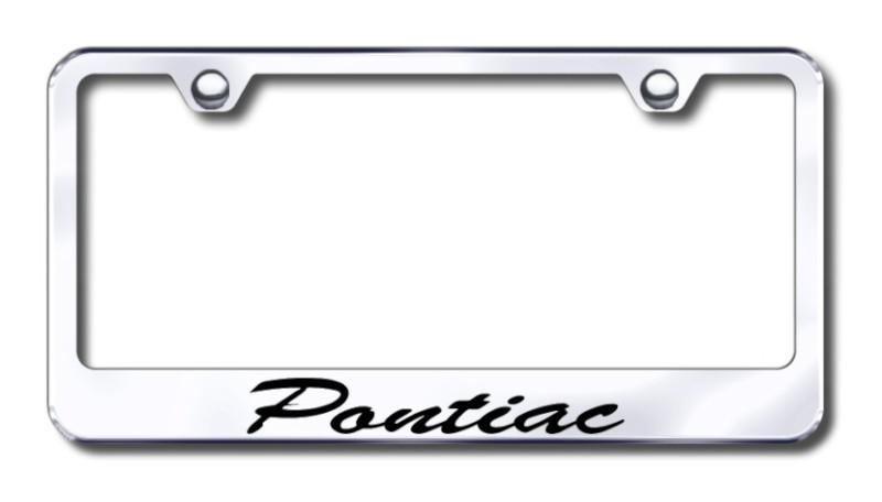 Gm pontiac script  engraved chrome license plate frame made in usa genuine