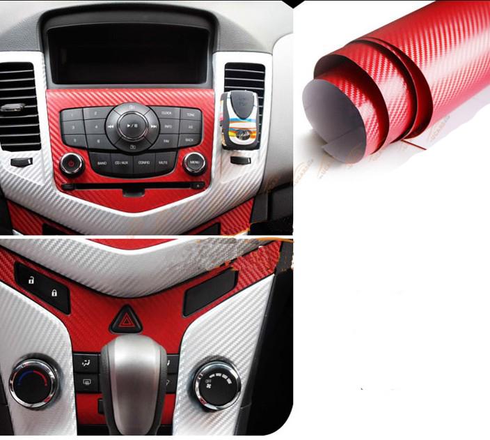 12"x60" diy red carbon fiber vinyl car sticker wrap sheet film decal waterproof