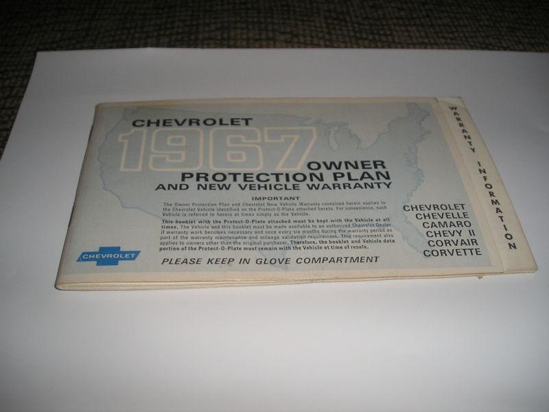 1967 original chevrolet/corvette protection plan/manual