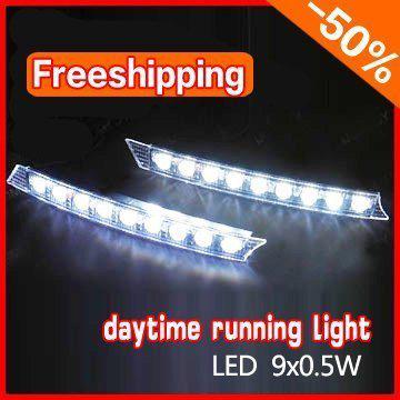 2x 9-led audi style daytime running light day fog lamp drl super white 12v dc