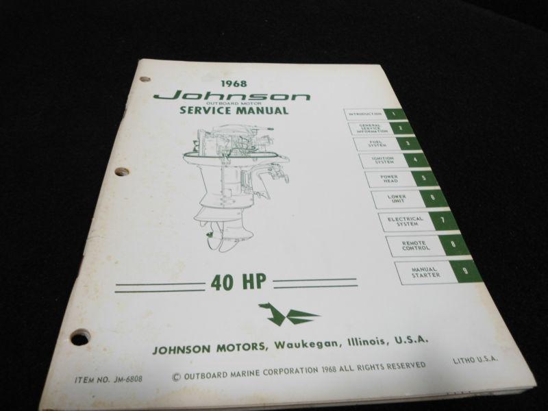 1968 service manual #jm6808 johnson 40hp outboard boat motor engine book