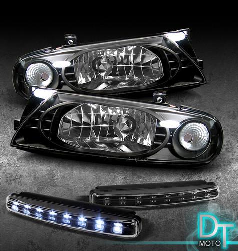 Led bumper fog daytime lamps+93-97 nissan altima black crystal head lights