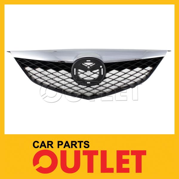 2003-2005 mazda 6 i/s raw mat black mesh grille frame chrome molding wo turbo/gt