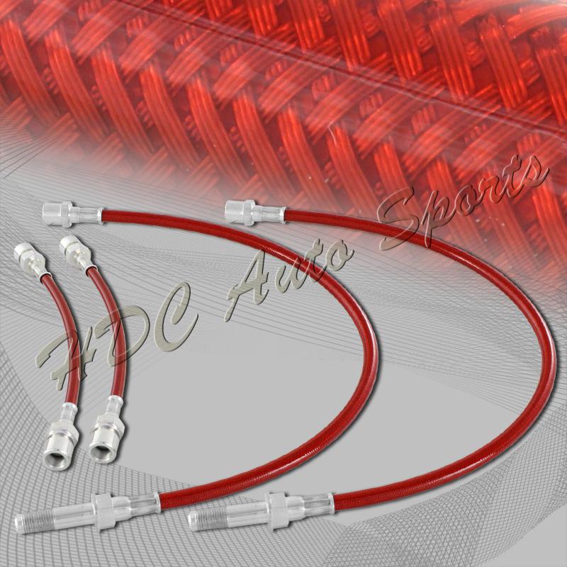 93-98 volkswagen golf jetta front+rear stainless steel brake line hose kit - red