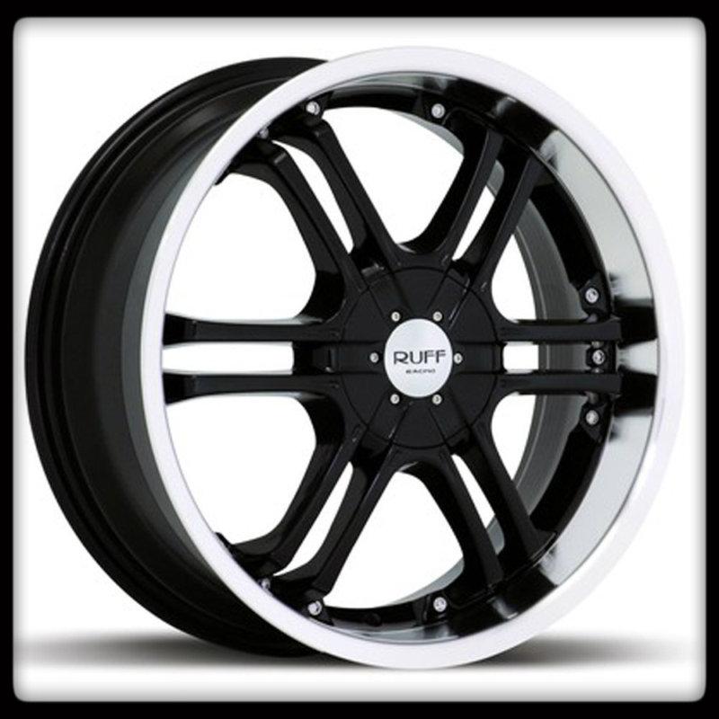 18" x 7.5" ruff racing r934 black mystique passat sonata lancer neon wheels rims