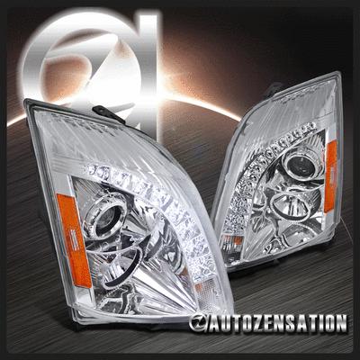 08-13 cadillac cts chrome smd led drl daytime running projector headlights