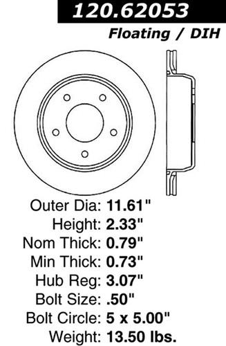 Centric-power slot 126.62053sl stoptech sport rotors 94-96 caprice impala