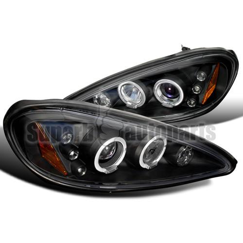 1999-2005 pontiac grand am halo led projector headlights black specd tuning