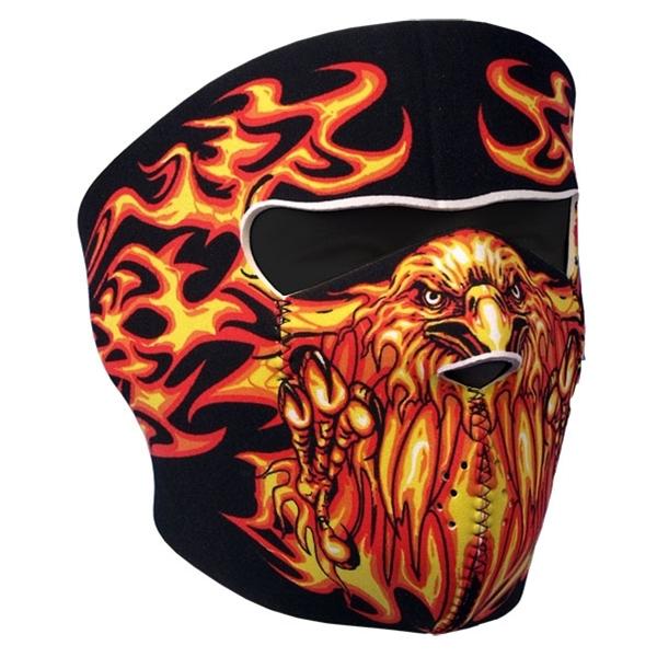 2 in 1 reversible motorcycle biker, skiers neoprene face mask - blazing eagle!