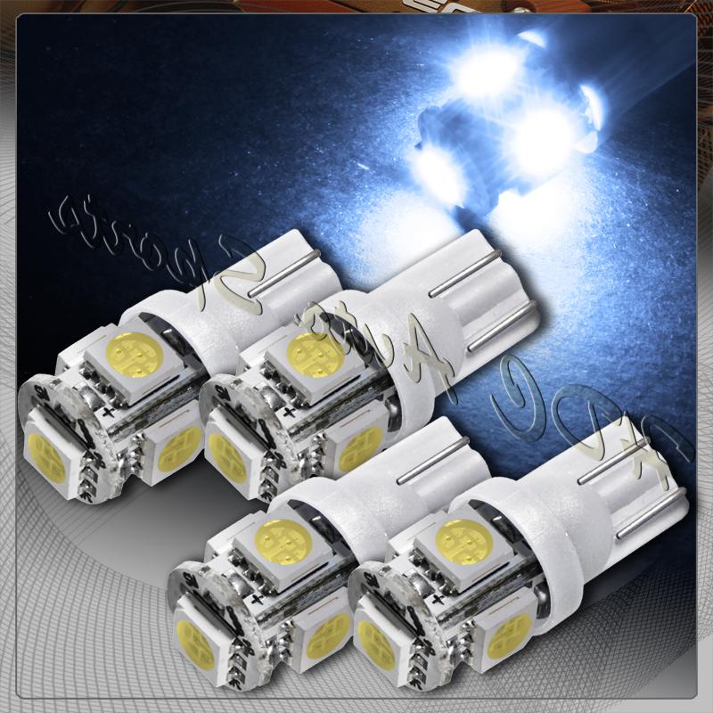 4x 5 smd led t10 wedge interior instrument panel gauge replacement bulbs - white