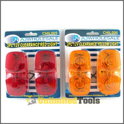 (2 sets) 4 pc clearance side marker light truck trailers amber yellow+red color