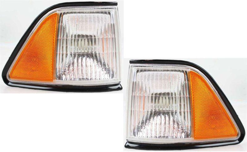 Corner light lamp lens & housing pair set (driver & passenger side, qty 2)