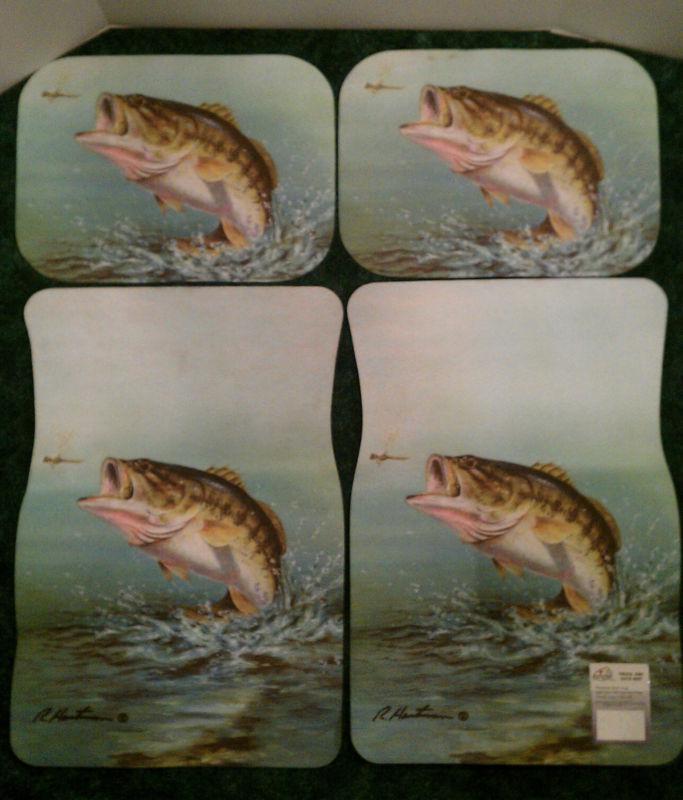 New fisherman leaping bass fishingtruck auto car floor mats-set of 4