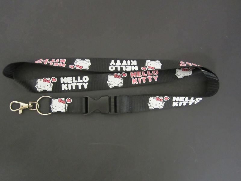 Hello kitty black lanyard neck cell phone key chain strap quick release