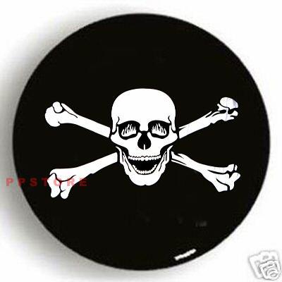 Spare tire cover 26.3"-28.7" w/ skull bn crossbones on vitara black zb436928p