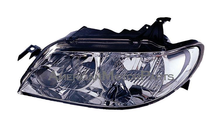 Depo pair replacement headlight w/ aluminum bezel 02-03 mazda protege 5 4dr