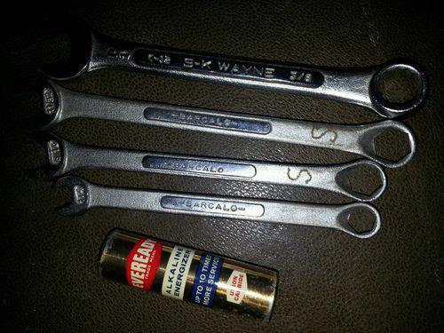 Vintage barcalo 3 piece combination sae wrench set plus s-k wayne bonus wrench