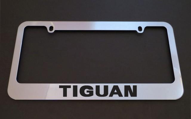 1 brand new volkswagen tiguan chrome metal license plate frames + screw caps