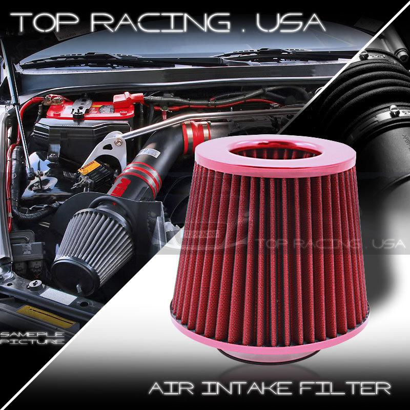 Ajp universal 3" 76mm high flow turbo charger cold air intake mesh filter red