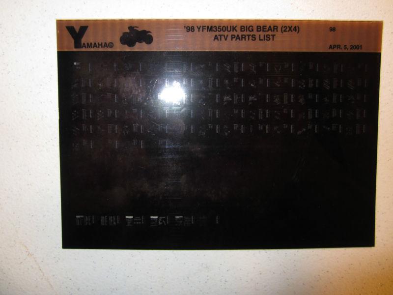 1998 yamaha atv yfm350uk big bear 2x4 microfiche parts list catalog yfm 350 uk