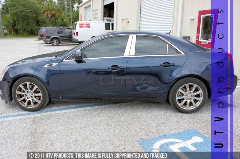 2008 - 2012 cadillac cts-v 4dr 6pc beveled stainless steel chrome pillars posts