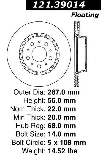 Centric 121.39014 front brake rotor/disc-c-tek standard rotor-preferred