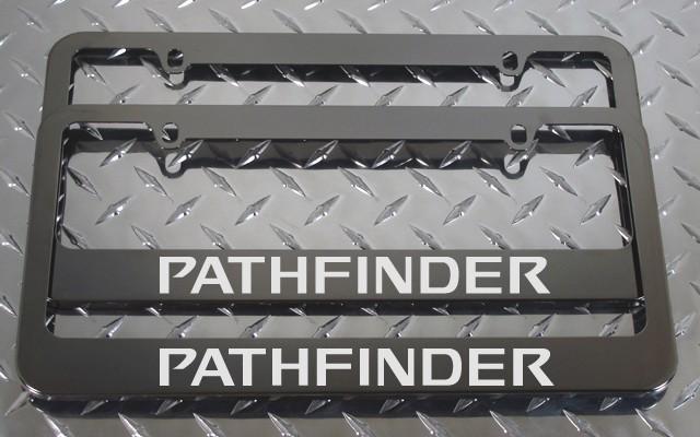 2 brand new nissan pathfinder gunmetal license plate frame + screw caps