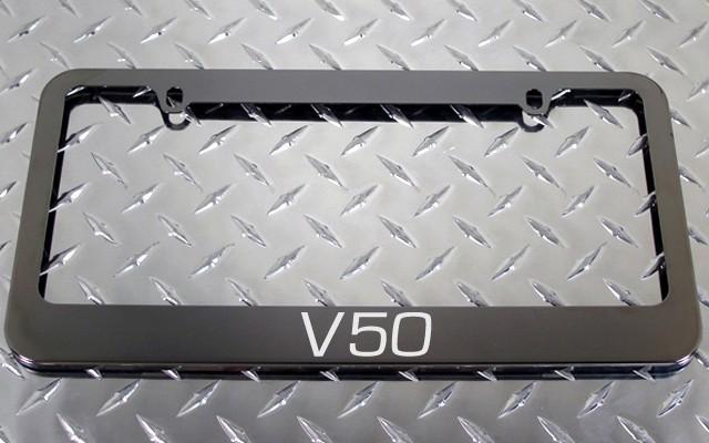 1 brand new volvo v50 gunmetal license plate frame +screw caps