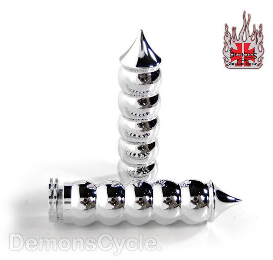 Chrome billet custom spike hand grips set fits harley