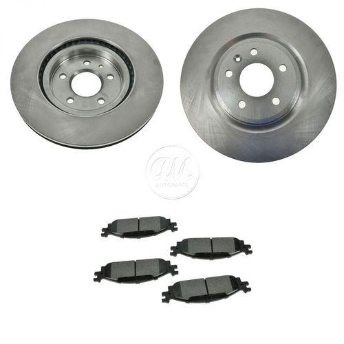 Ford taurus flex lincoln mks mkt front metallic disc brake pads & 2 rotors kit